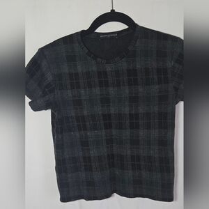 Brandy Melville Women's Black Plaid Top